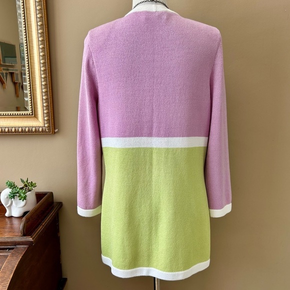 St John Pastel Color Block Santana Knit Color Block Cardigan Sweater Jacket M - Picture 7 of 10